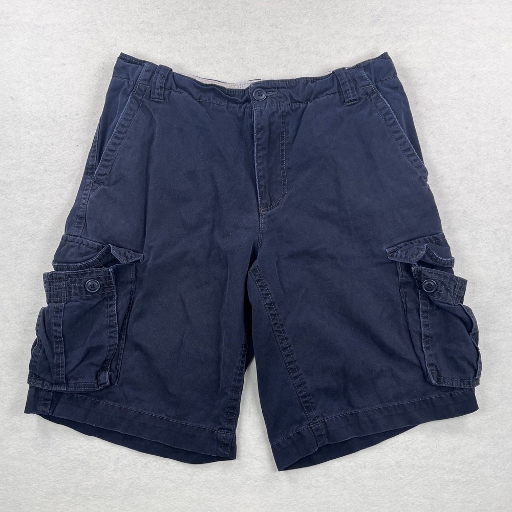 Y2K Aeropostale Mens Navy Blue Authentic Cargo Shorts Cotton Size 33